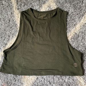 Army Green Cropped Muscle Tank